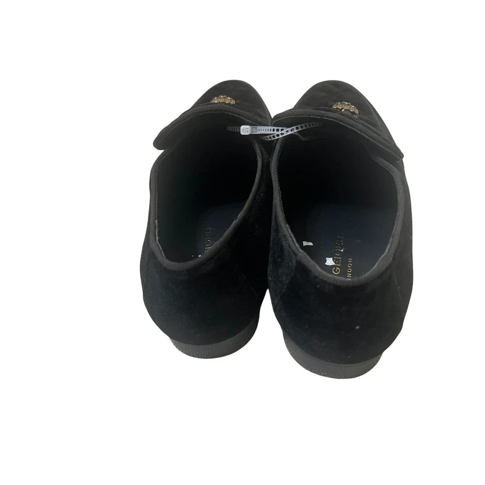 Kurt Geiger Black Velvet Loafers With Gold Hand Embellishments - Mens Slip-On S